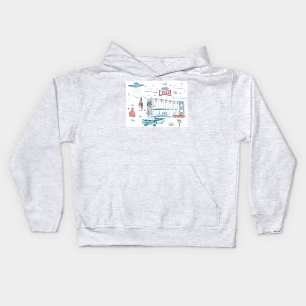 Sky-Lit Motel Kids Hoodie by Ruby Ritz